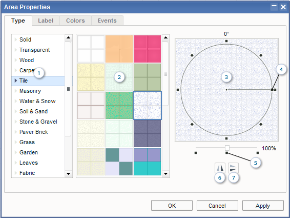 Interactive Floor Plan Software - Fill Properties Dialog Box / Tab 1