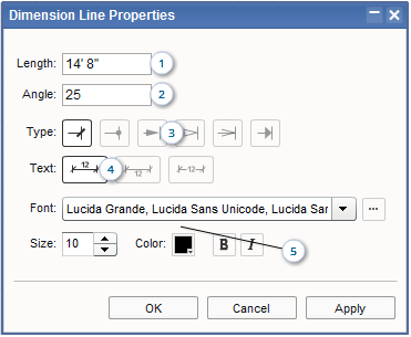 Floor Plan Software - Dimension Line Properties Dialog Box