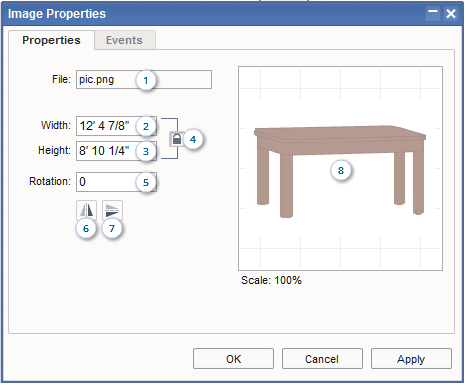 Floor Plan Software - Image Properties Dialog Box / Tab 1