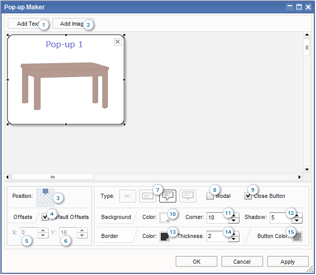 Floor Plan Software - Pop-up Maker Dialog Box