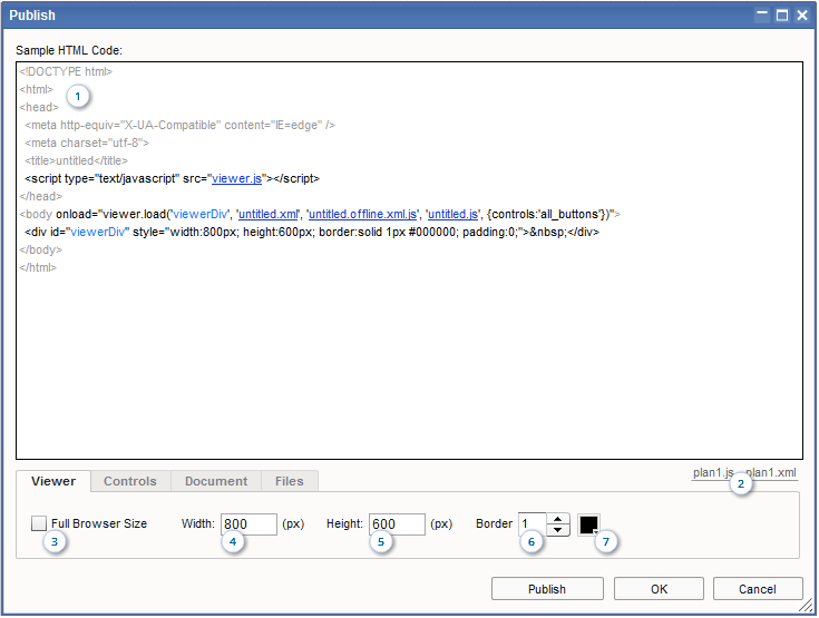 Floor Plan Software - Publish Dialog Box
