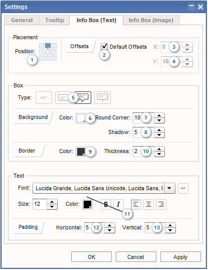 Floor Plan Software - Settings Dialog Box / Tab 1